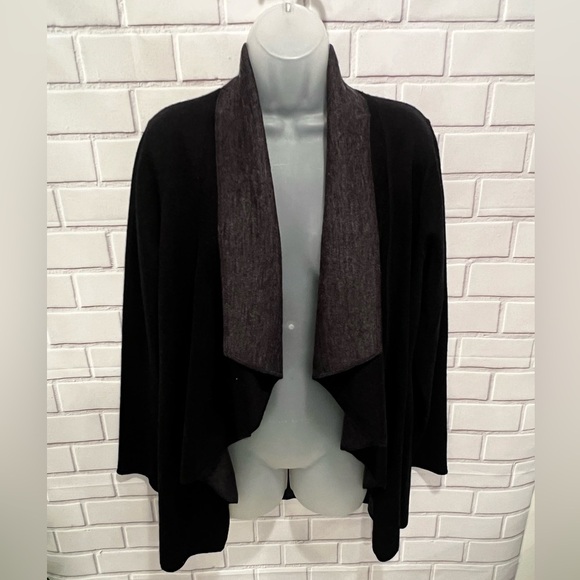 CLOTHES women black wool open cardigan/size M - Picture 6 of 8